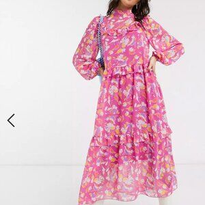 Reclaimed Vintage inspired midi sheer dress in vintage floral print